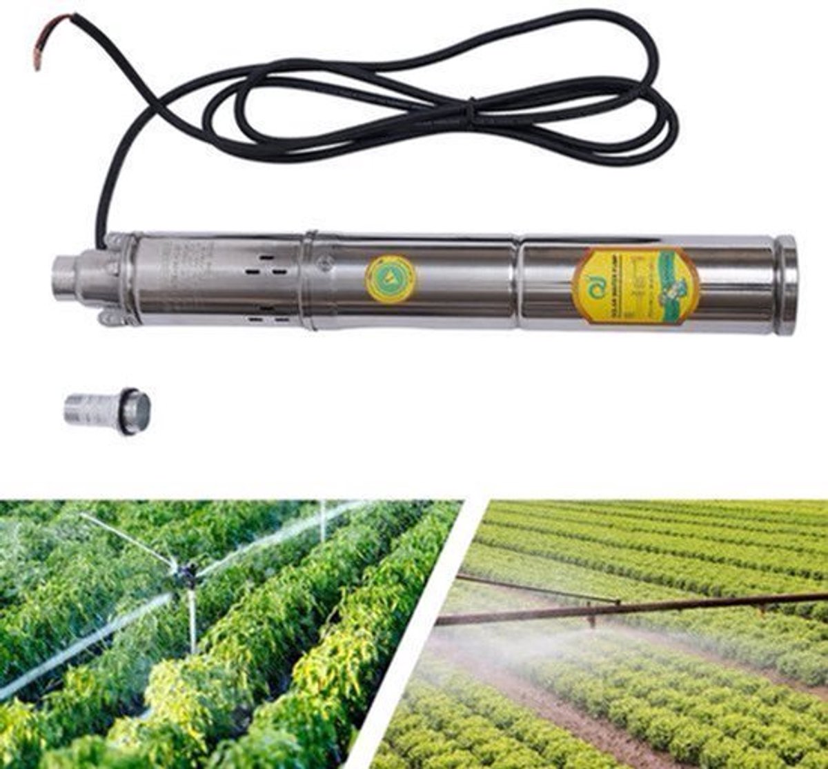 Zonne-energie Diepe Put Waterpomp - 24V - 370W - RVS - Dompelpomp voor Irrigatie - Landbouw & Watervoorziening - Farm Ranch Dompelpomp voor Diepe Putten - Zilver