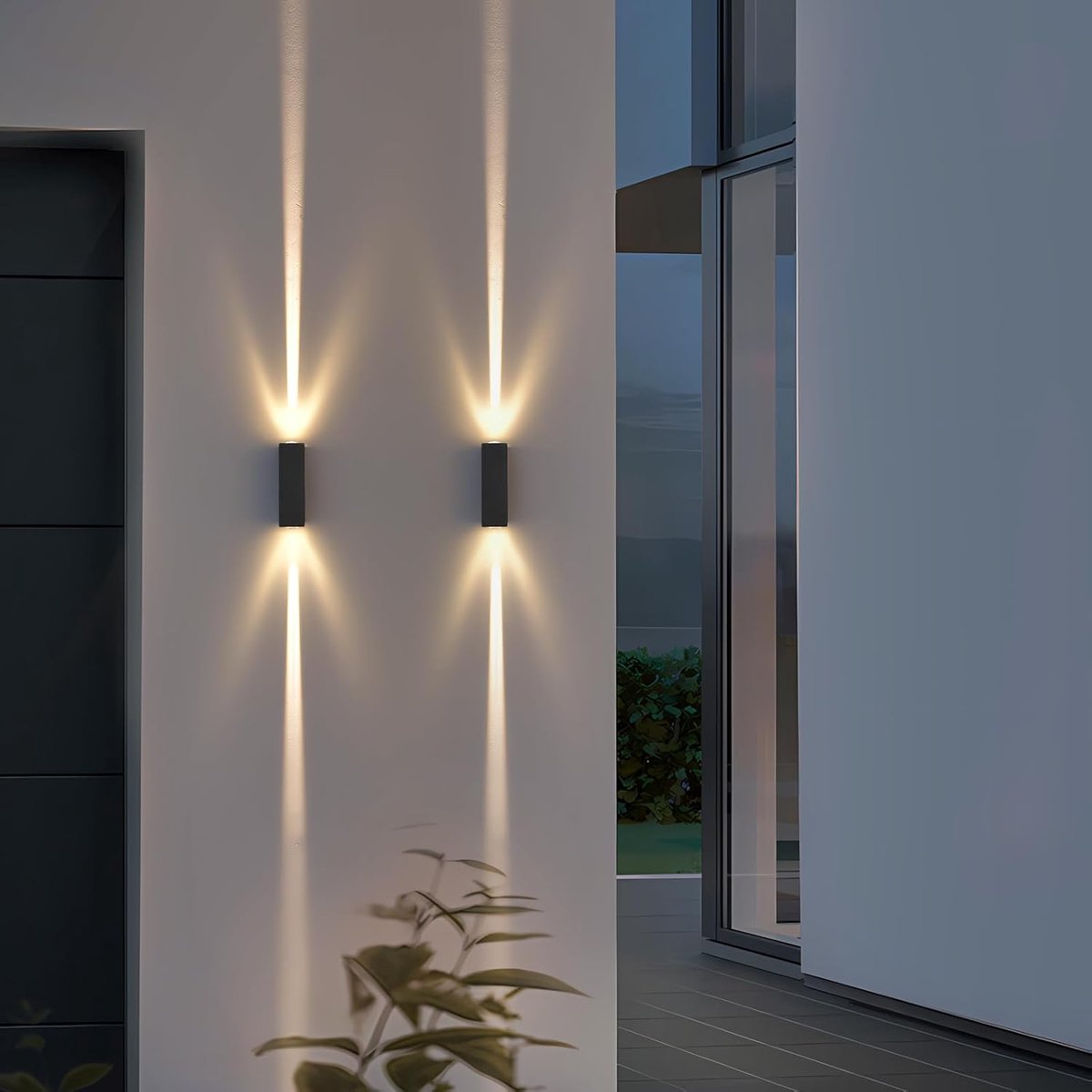 2 stuksLed buitenlamp, IP65, moderne wandlamp voor buiten, aluminium omhoog en omlaag lampen, 6 W, 3000 K, buitenverlichting voor binnen, huismuur, hal, terras, trappenhuis [Energieklasse E]