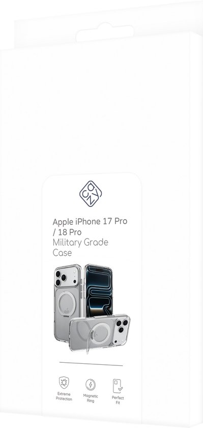 Verpakking voor Cazy hoesje voor iPhone 17 Pro / 18 Pro, militair getest.