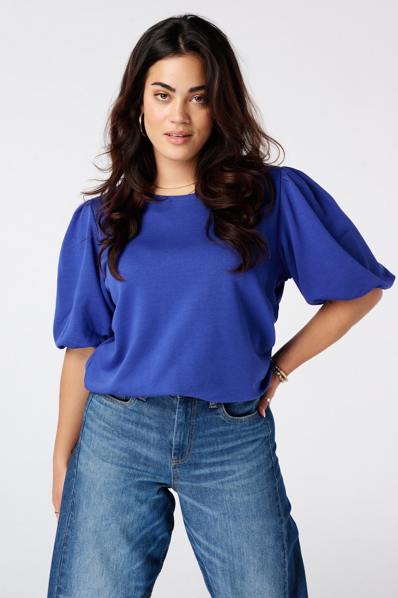 MS Mode Top Sweater met korte pofmouwen
