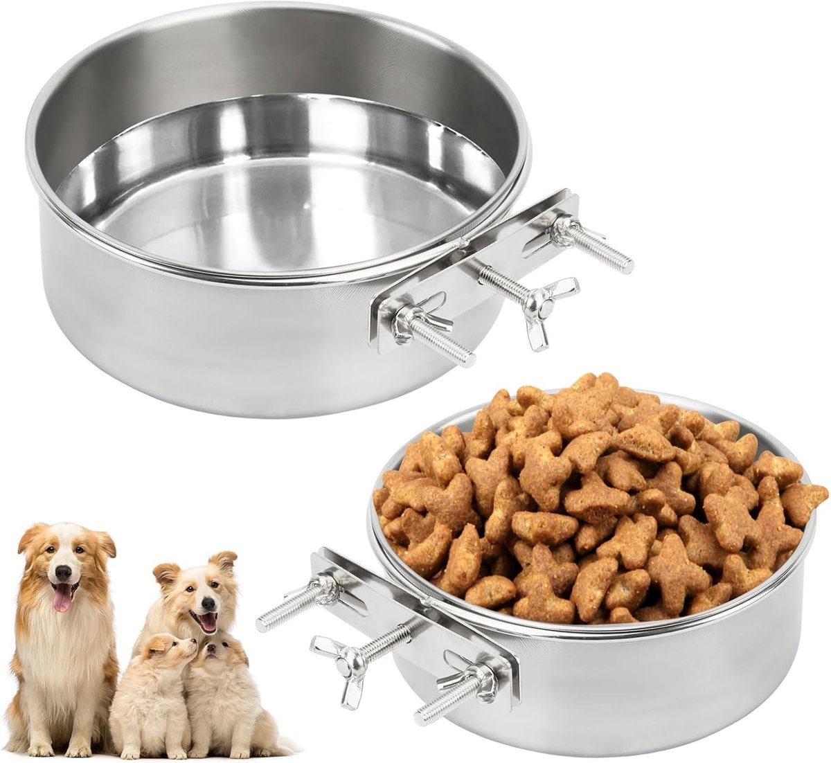 RVS Hondenvoerbak Set van 2, 14/16 cm, Antislip, Duurzaam en Geschikt voor Grote Honden en Puppies