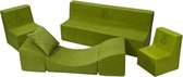 Zachte Foam meubels borduurwerk set: 2xbank + Bank voor kinderen, comfortabel, ontspannen - Groene