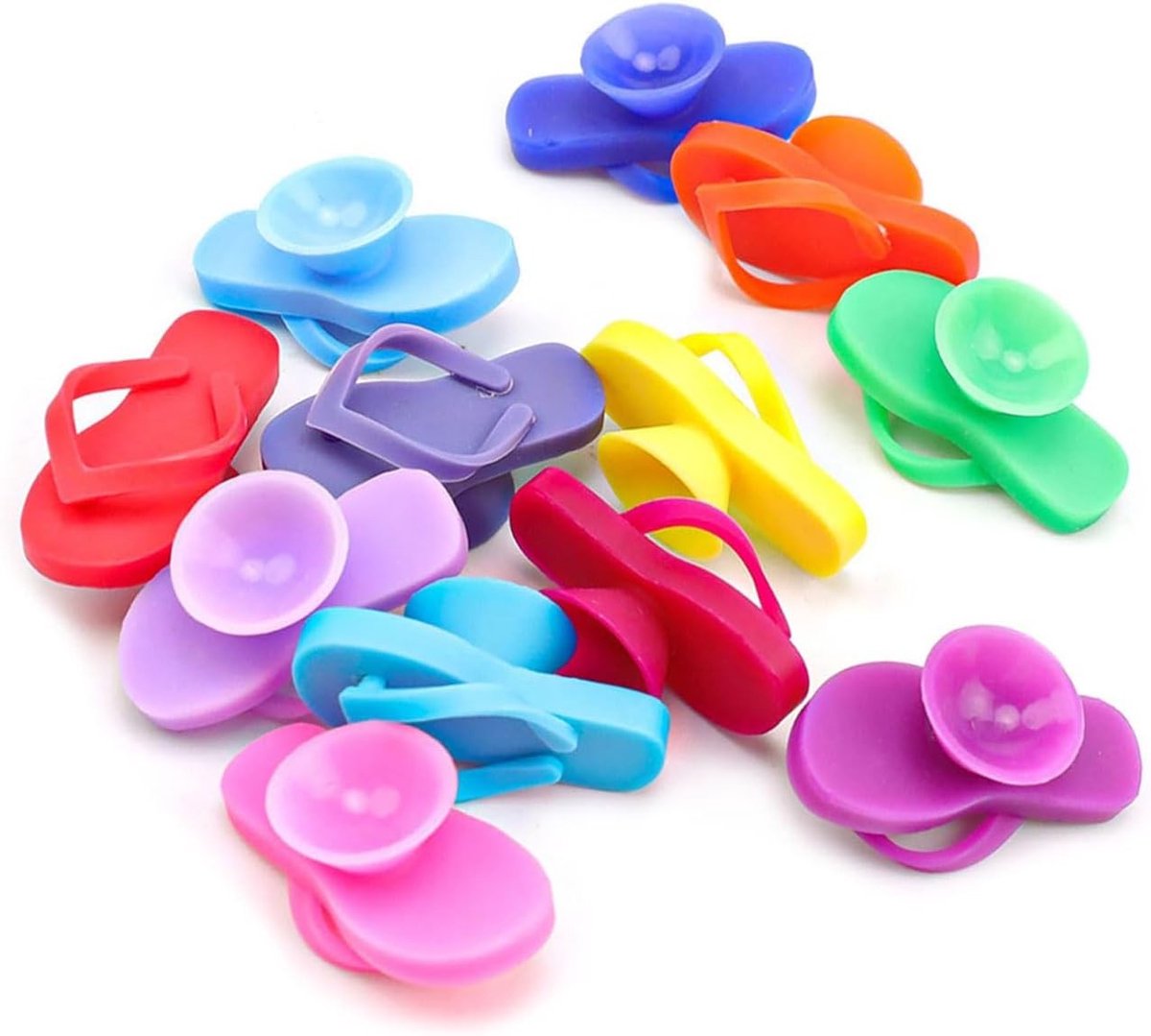 12 Stuks Wijnglas Markers in Creatieve Slippers Vormen met Zuignap, Herbruikbare Identificatie voor Water- en Wijnglazen, Silicone, 3.2cm, Diverse Kleuren