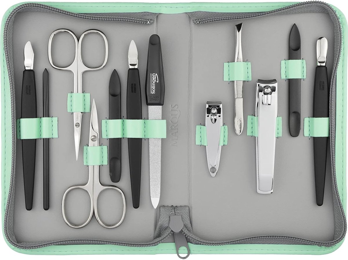 marQus Solingen Manicureset 12-delig - Kunstleren Etui - Mint