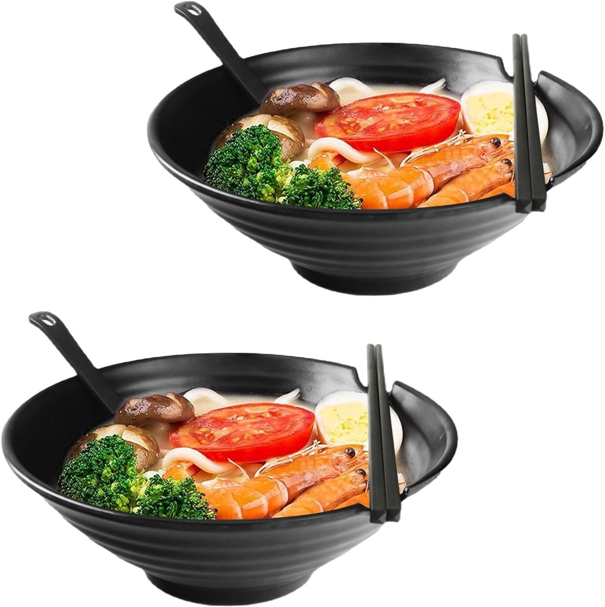 Set van 2 Premium Ramen Schalen 1000ML met Lepel en Stokjes - Ideaal voor Aziatische Noodles, Udon en Soba Gerechten