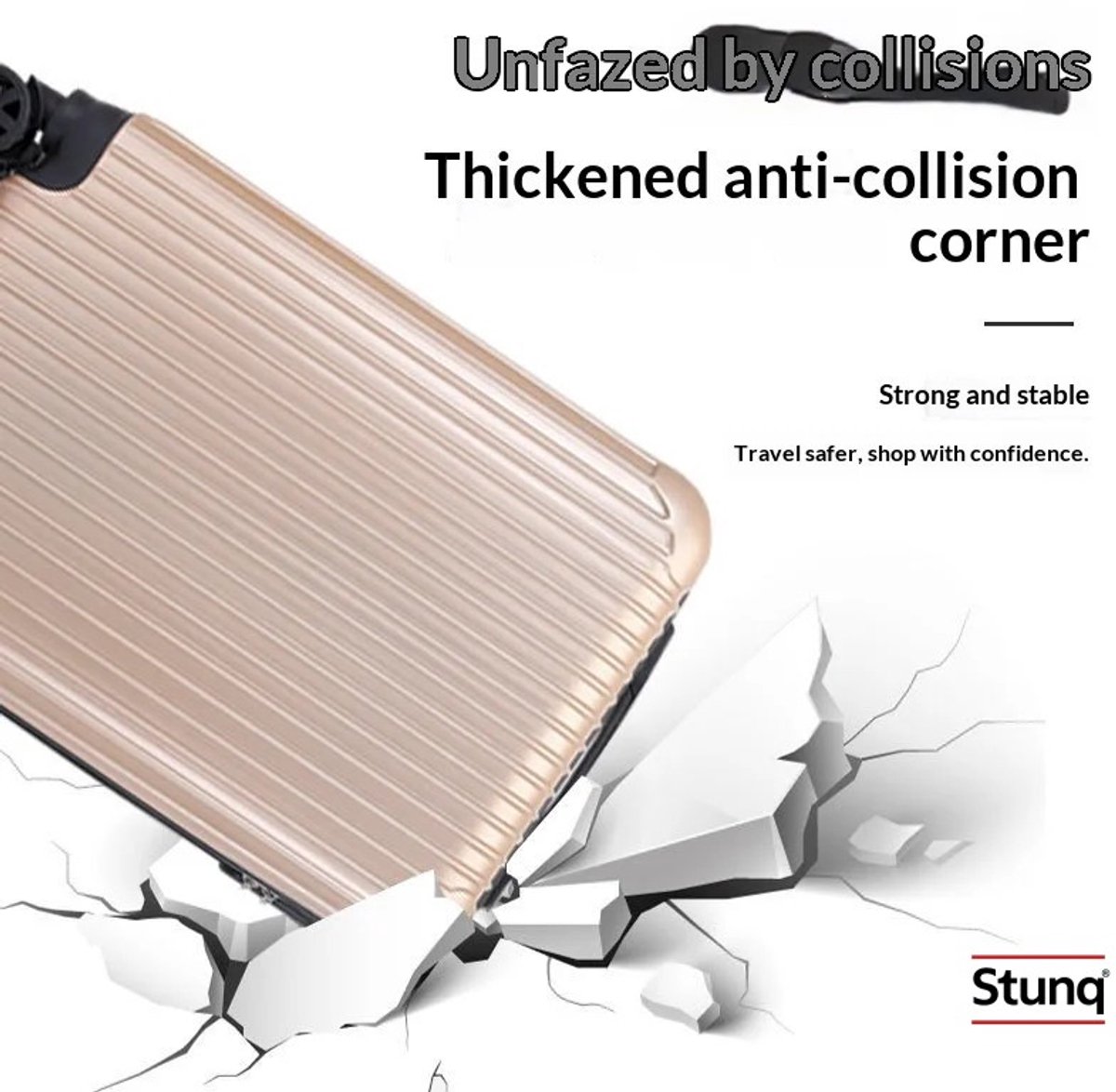 Stunq® 20 Inch Harde Koffer Roségoud TSA Slot Spinnerwielen