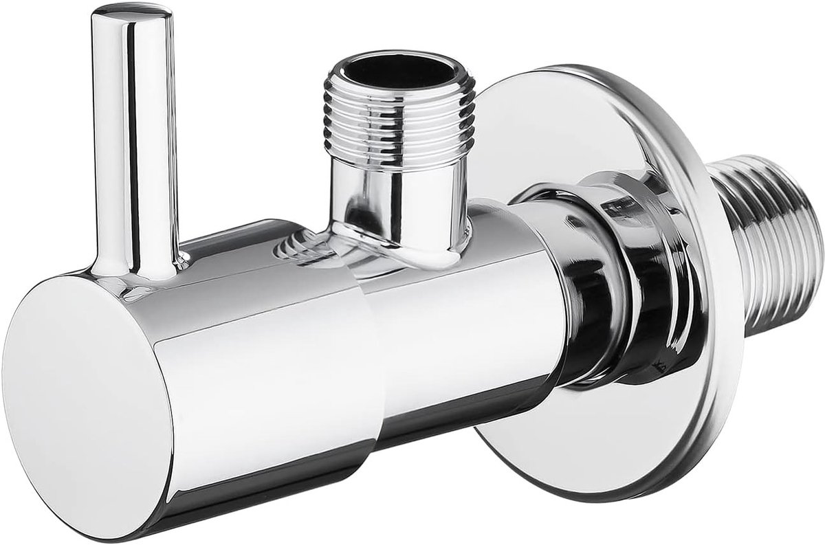 Omschakelklep douche - Chroom - 1/2 inch x 3/8 inch - Roestvrijstalen hoekventiel voor badkamer en keuken
