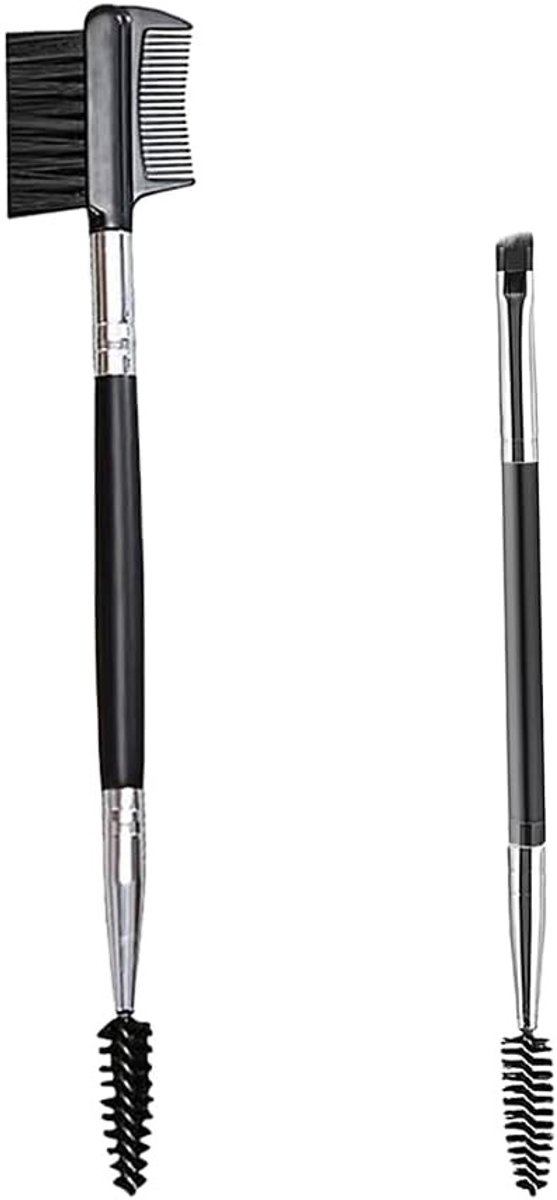 Set van 2 Dubbelzijdige Wenkbrauw- en Wimperborstels, Perfect voor Precisie en Make-up Aanpassingen