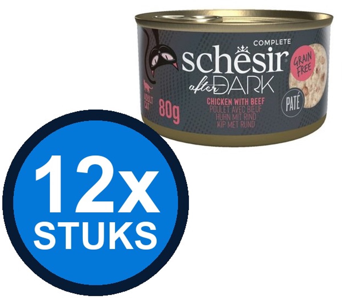 12x Schesir After Dark - Kip & Rund Paté - Kattenvoer Natvoer - 80g
