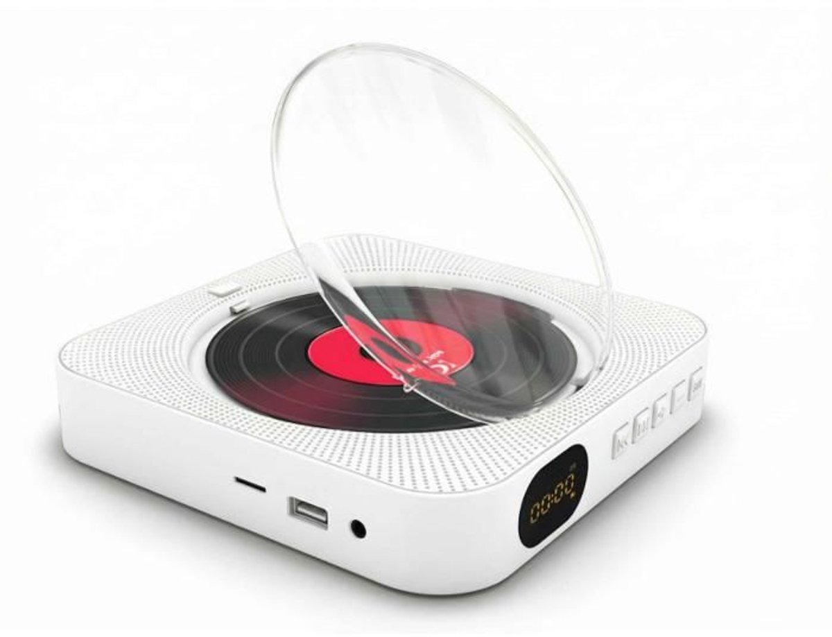 Draagbare cd-speler met Bluetooth, geschikt voor wand- of tafelmontage - wit
