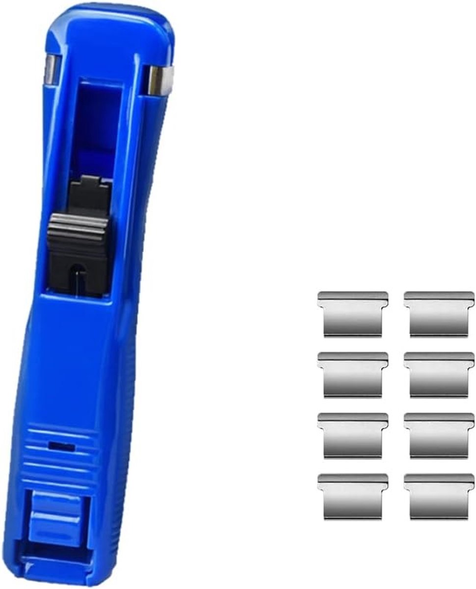 Duurzame Paper Stapler met 8 Herbruikbare Clips, Ideaal voor Kantoor, Thuis en School Documenten Organiseren
