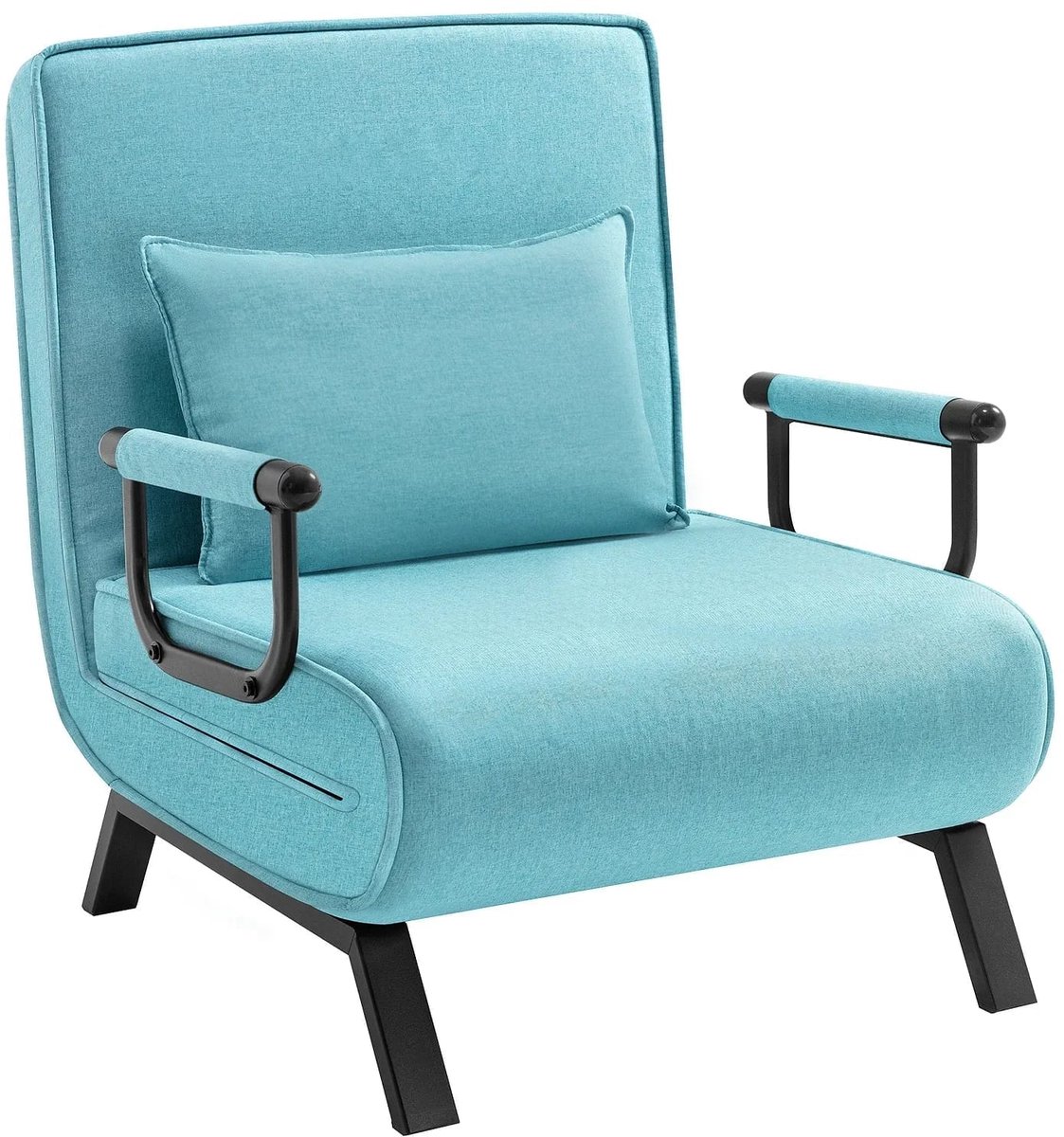 Klarven® Slaapfauteuil Blauw - 3-in-1 Slaapfauteuil - Slaapfauteuil 1 Persoons - Sleeper Chair - 5 Standen Rugleuning - Draagvermogen tot 150 kg - Uitgeklapt L190cm - B80xd74xh82cm