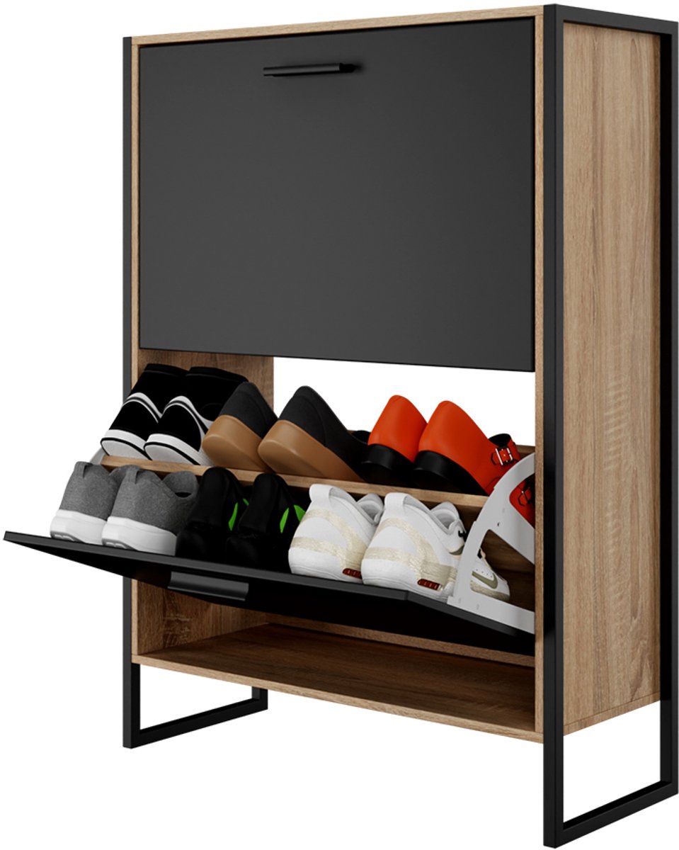 CASABEL Schoenenkast voor 12 paar schoenen - Halschoenenkast met versterkt metalen frame, snelle montage, 23,5x63x83cm