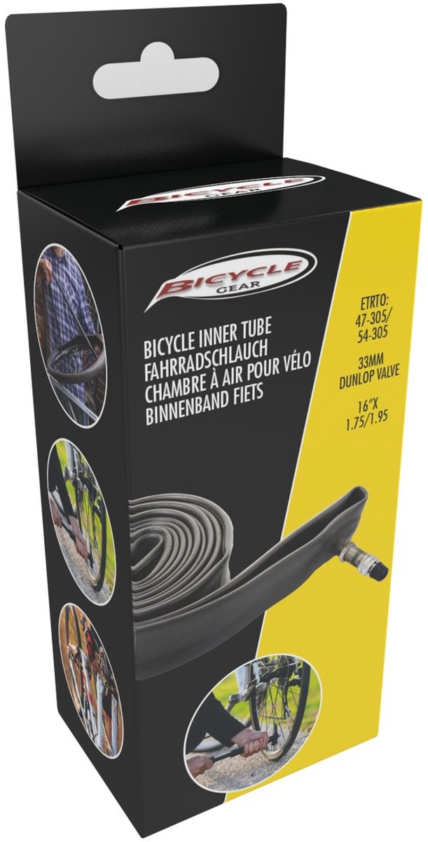 Bicycle Gear Binnenband Fiets 16 Inch - 16 x 1.75/1.95 - Dunlop Ventiel 33 mm - Zwart van Bicycle Gear — afbeelding 5