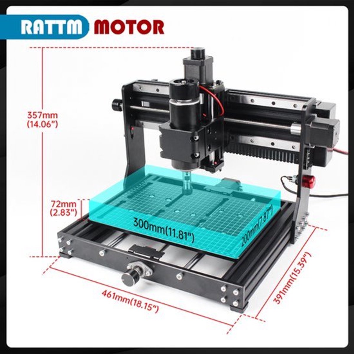CNC Freesmachine No Laser - 500 W Vermogen - 300x200x73 mm Werkgebied - Metaal - GRBL Besturing