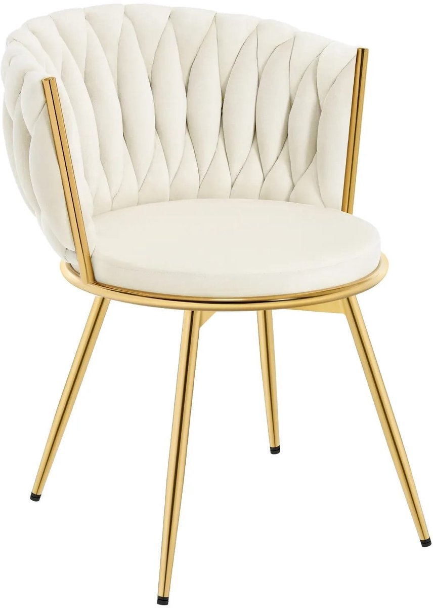 Klarven Eetkamerstoel Fluweel Beige - Eetkamerstoelen - Eetkamerstoelen Set van 2 - Eetkamerstoelen Draaibaar - Eetkamerstoel Draaibaar - 360 Graden Draaibaar, Zacht Gestoffeerd - Belastbaar tot 150kg - B59,5xd60,5xh78cm