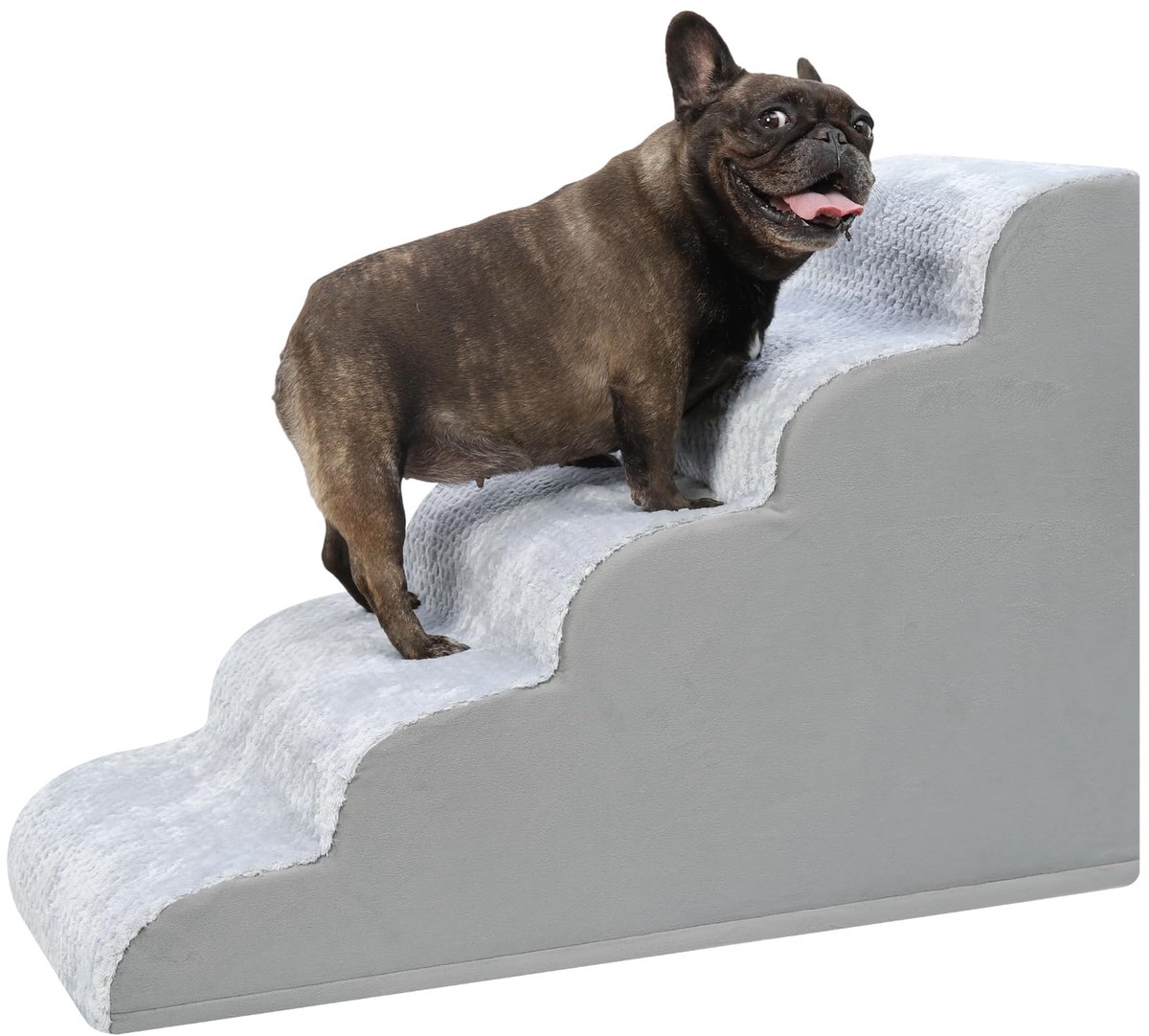 Hondentrap 5 treden antislip huisdieren trap met wasbare hoes voor kleine honden katten 57,5 cm hoog grijs