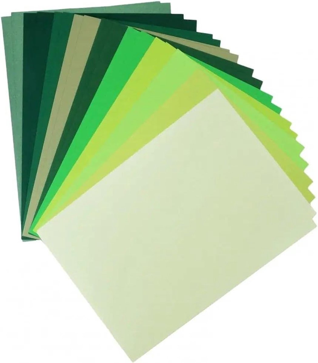 20 Vellen Groen Knutselpapier Set DIN A5 14.8 x 21 cm voor Kaarten Maken en Creatieve Projecten