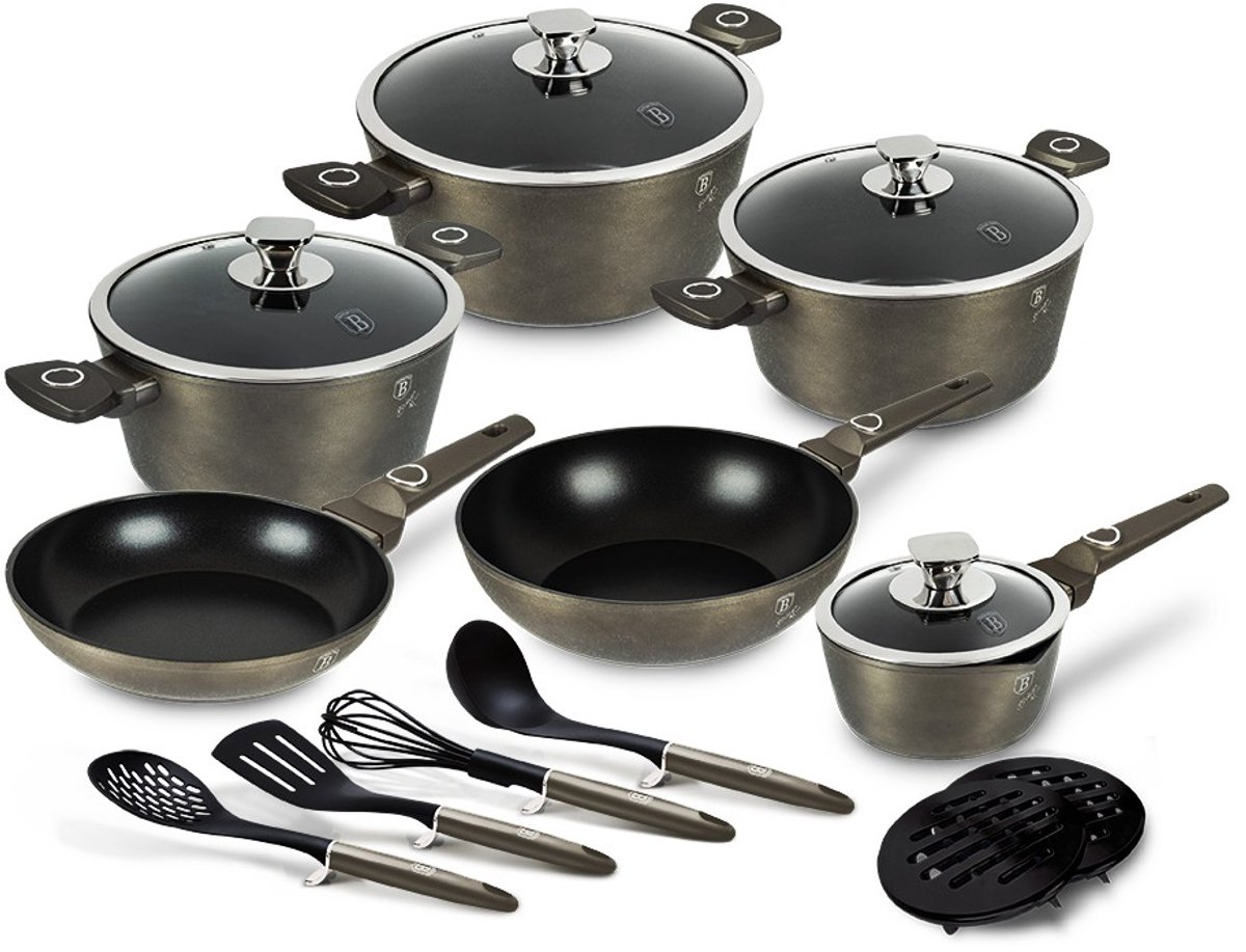 Serviesset met titaniumcoating, 15-delig, Crystal Collection