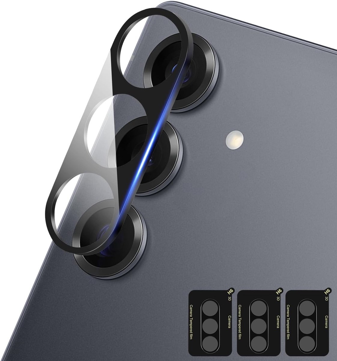 Set van 3 Camera Beschermers voor Samsung Galaxy S25 Ultra, 9H HD Anti-Scratch Lensbescherming met Gehard Glas, Zwart