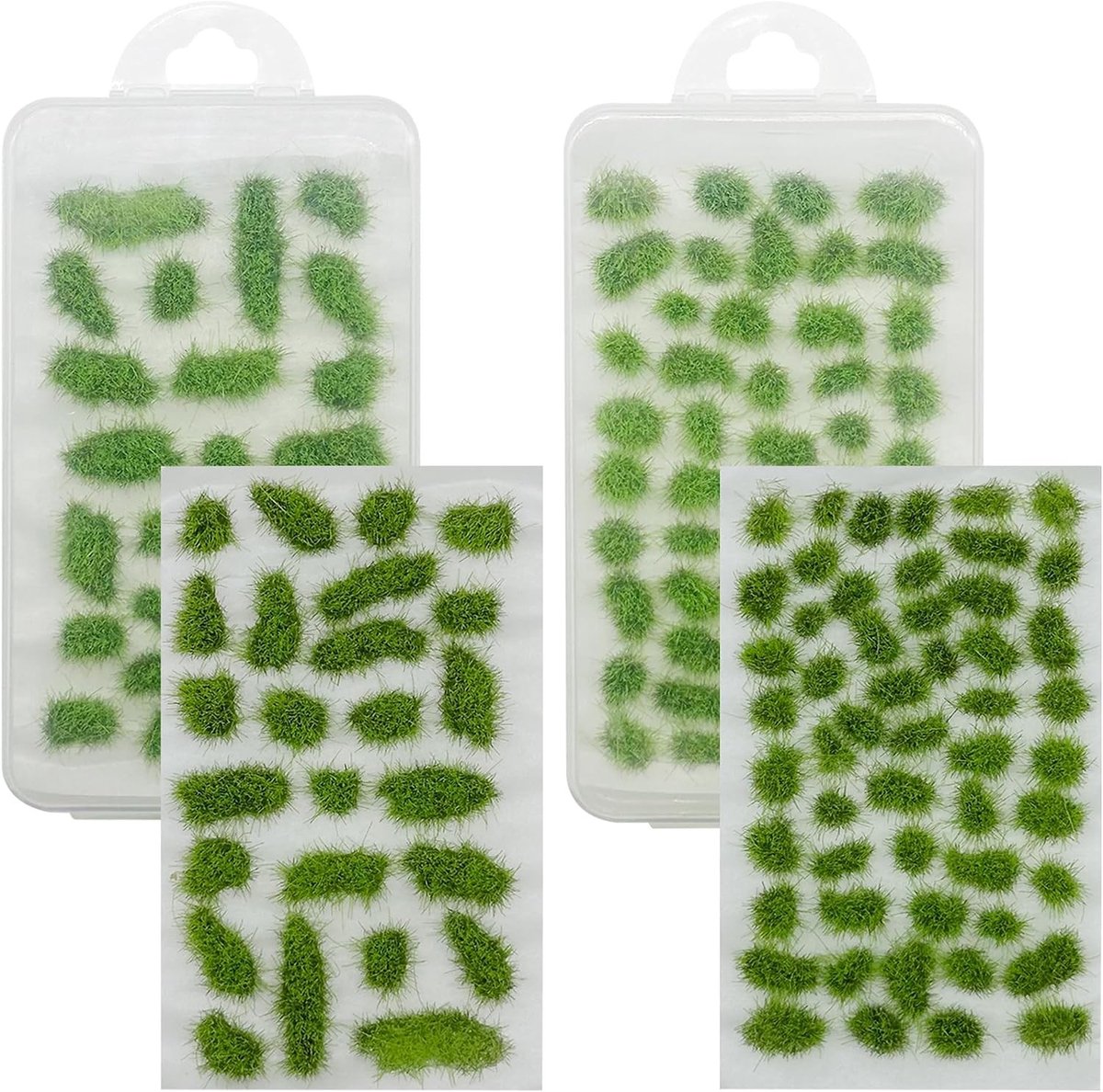 Complete Set van 78 Stuks Statisch Gras Tuft Kit - Miniatuur Kunstgras in 2 Groottes voor Modelspoor, Sprookjestuin en Diorama Landschap - DIY Terrain Accessoires