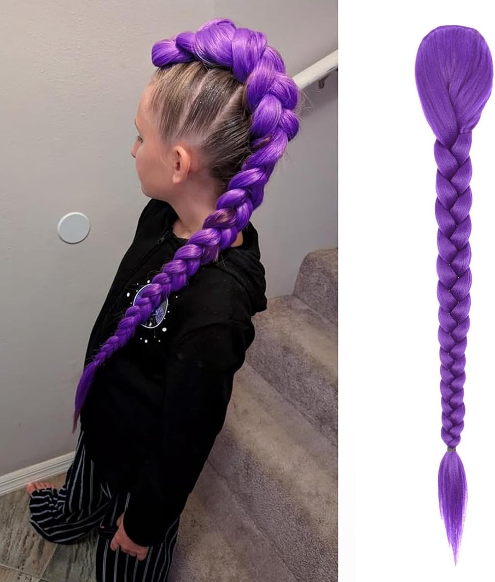 Lange paarse synthetische haarextensions van 66 cm voor cosplay, Halloween en feestelijke evenementen
