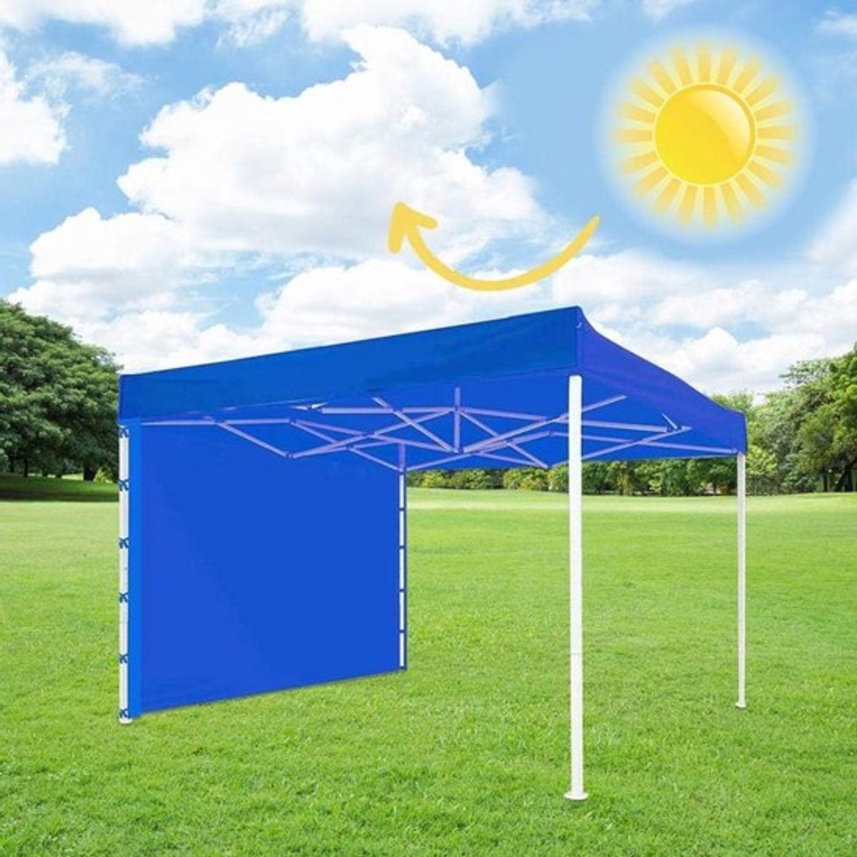 Paviljoen tent - waterdicht - 3 x 2 m - rood/blauw - opvouwbaar