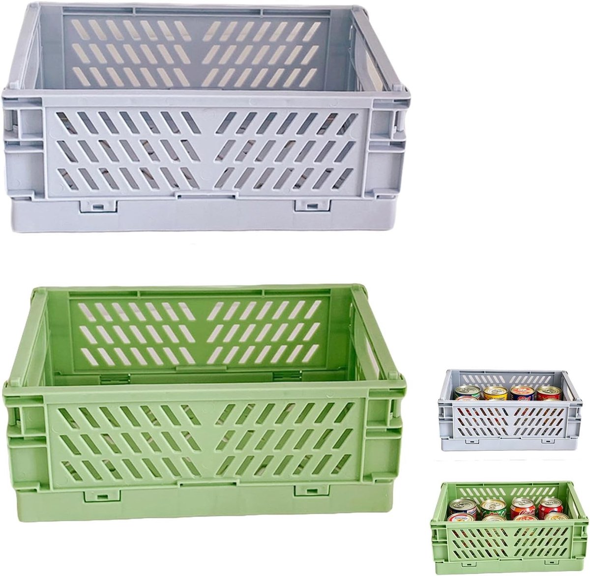 Opvouwbare Plastic Opbergdozen - 2 Stuks voor Thuis, Keuken, Kantoor en Organisatie