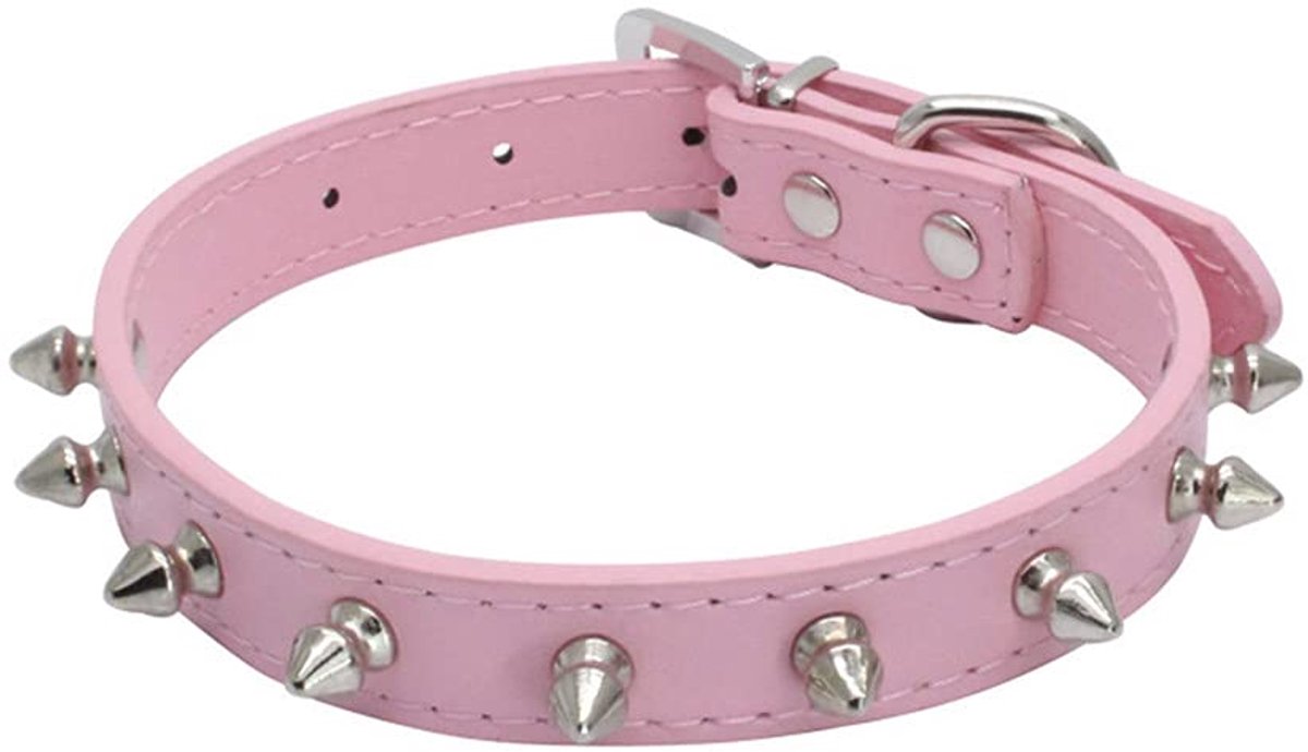 Leren Halsband met Spikes, Bullet Nail Rivet Halsband, Verstelbare Halsband Met Spikes - ShopVlot