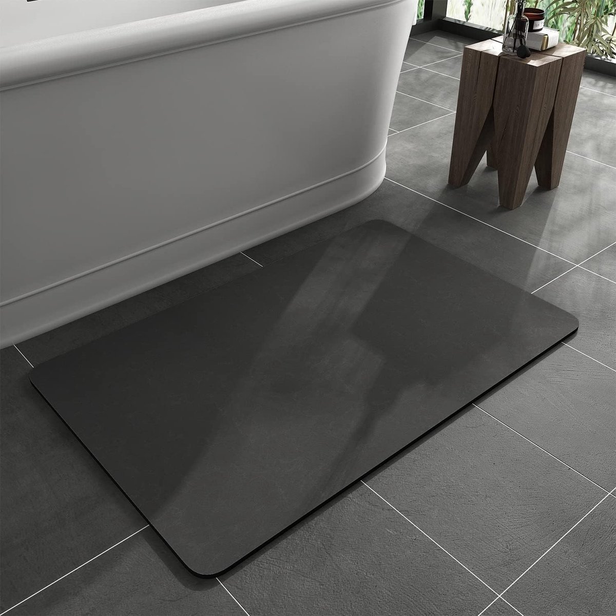 Diatomiet Badkamer Vloermat in Donkergrijs - Absorberend, Antislip en Sneldrogend - 60 x 90 cm