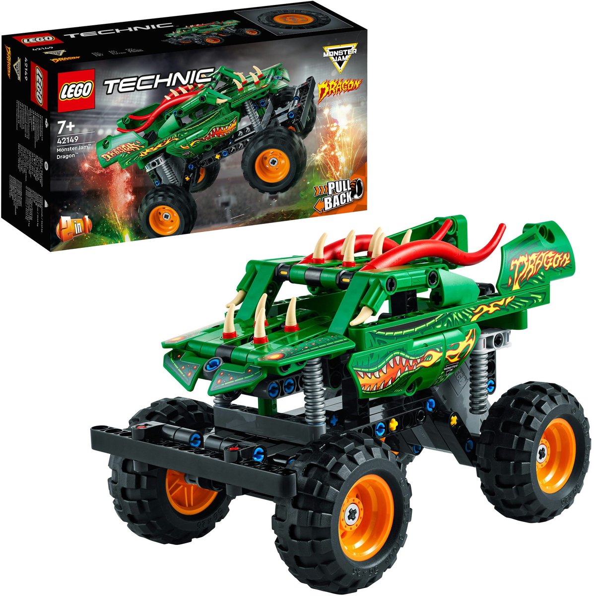 Bol.com LEGO 42149 Technic Monster Jam Dragon 2in1 Monster Truck Speelgoed met Pull-back Auto aanbieding