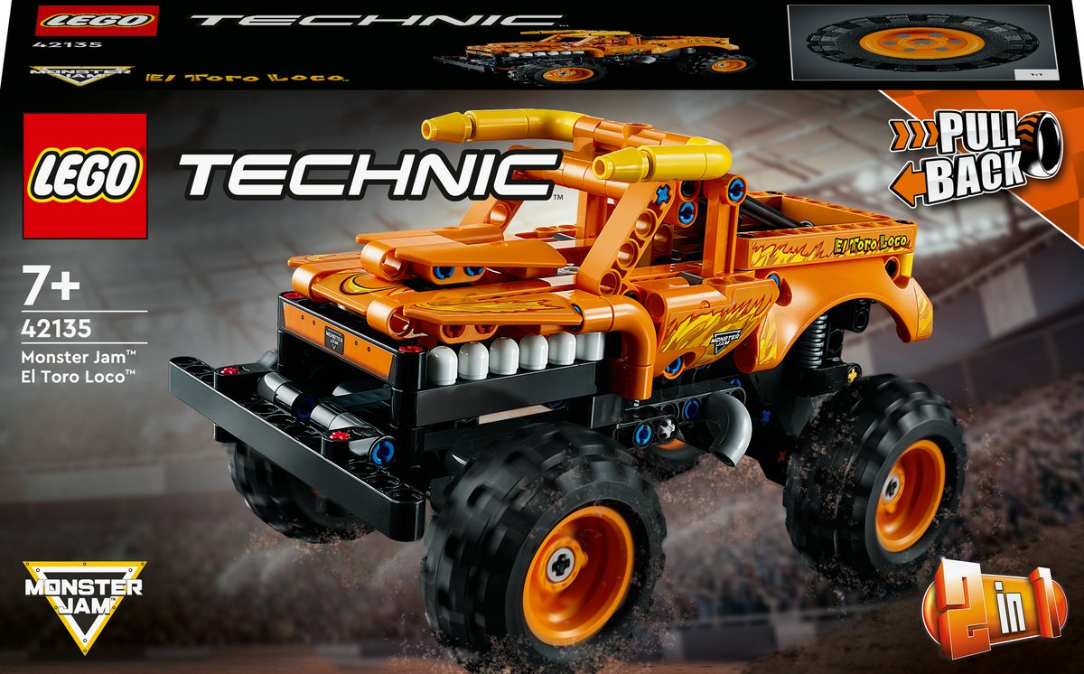 Bol.com LEGO® Technic Monster JamTM El Toro LocoTM 42135 modelbouwset; 2-in-1 pull-backspeelgoed voor kinderen die van monstertr... aanbieding