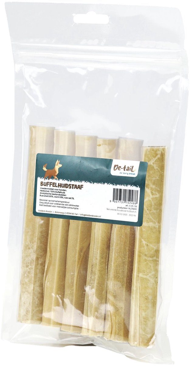 De-Tail Kauwrol 15mmx13 cm buffelhuid 25 gram per stuk 6 pack