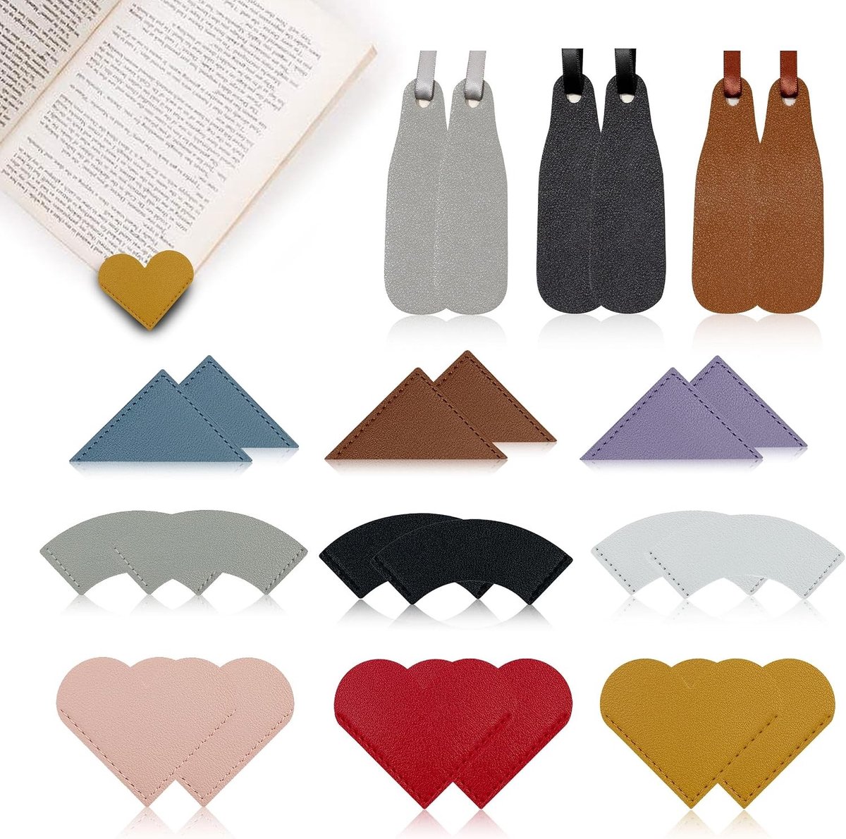 Hartvormige Hoekboekmarkeerders - 24 Stuks - Schattige Boekenleggers voor Boekenliefhebbers, Perfecte Boekaccessoires voor Mannen en Vrouwen