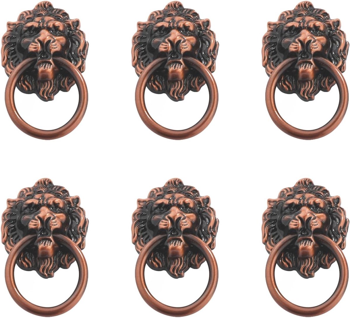 6 Stuks Leeuwenkop Meubelhandgrepen, Antieke Kastgrepen voor Laden en Meubels, Decoratieve Handgrepen voor Interieur