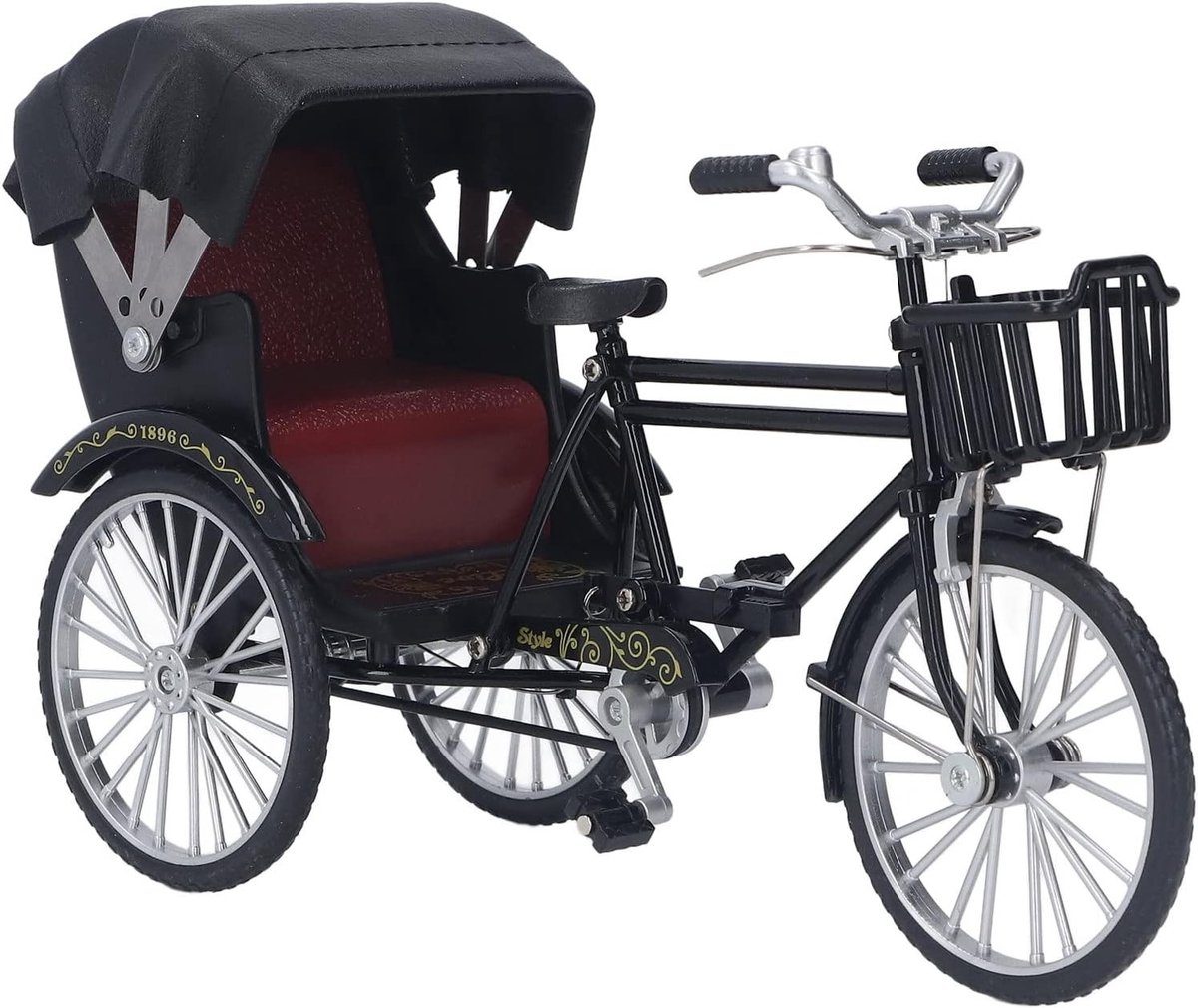 Compacte 3-Wiel Rickshaw Model voor Decoratie - Retro Design, Shiny Uiterlijk en Unieke Sfeer voor Thuisgebruik