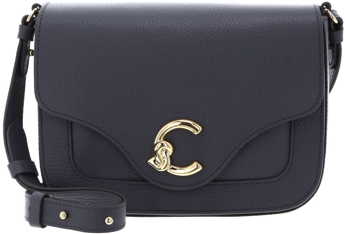 COCCINELLE Leren schoudertas C-Me Crossbody Bag Grained Leather Stove blauwgrijs