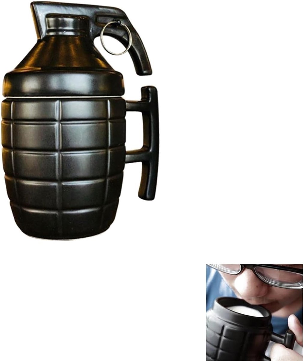Handgranaat Mok van Keramiek, Grappige Koffiemok voor Kantoor en Militaire Fans, Uniek Cadeau