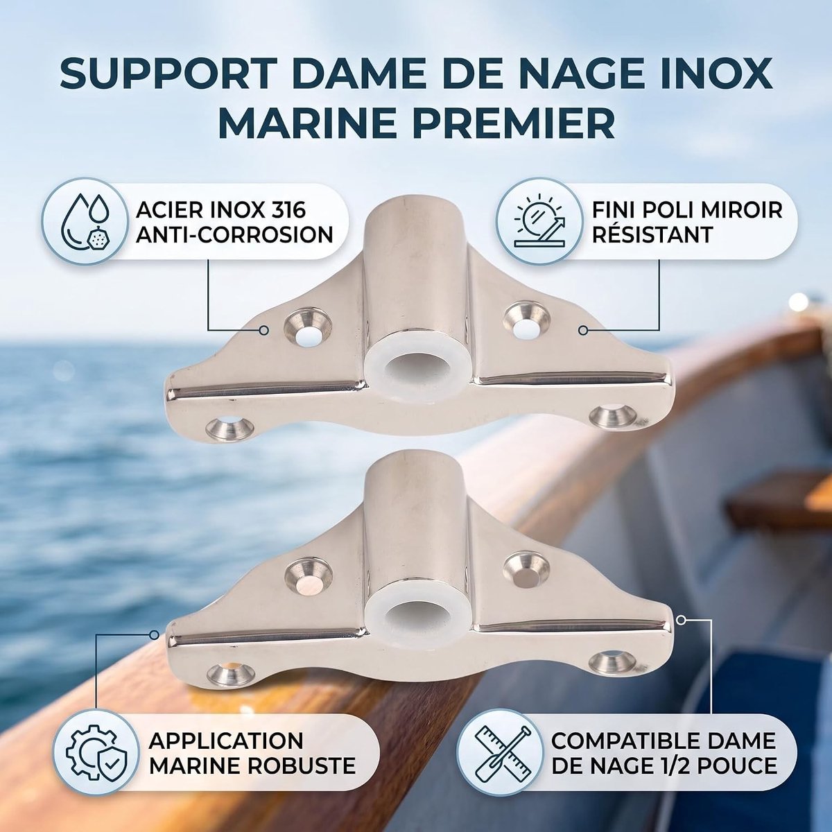 Roeidoelsteunbeugel Side Mount Roeispaanhouder van Roestvrij Staal met Spiegelglans voor Bootaccessoires en Maritieme Toepassingen