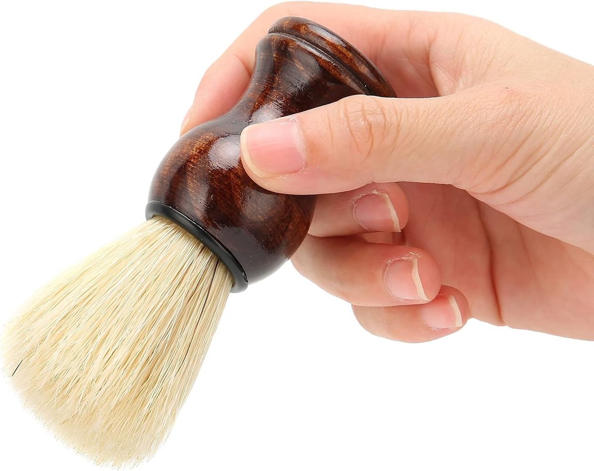 Houten Scheerkwast voor Mannen, Ideaal voor Zachte Haren, Scheercrème, Baardverzorging en Reizen, Perfect voor Thuis en Salongebruik