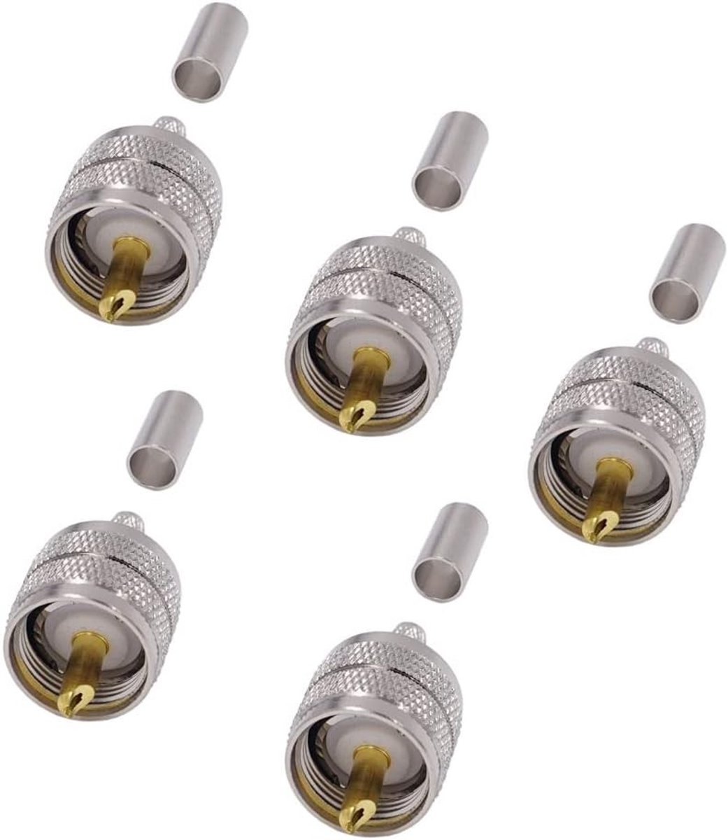 5 Stuks RG58 Coaxiale Kabelconnectoren UHF J-3 SL16 PL259 - Volledig Koper voor RG58 RG142 RG400 LMR195 Kabels