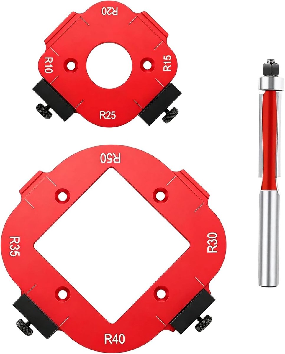 Houten Router Sjablonen Set voor Verwerking van Ronde Hoeken - Inclusief 2 Stuks en Frees voor DIY Houtprojecten, R10 tot R50 Radius Templates