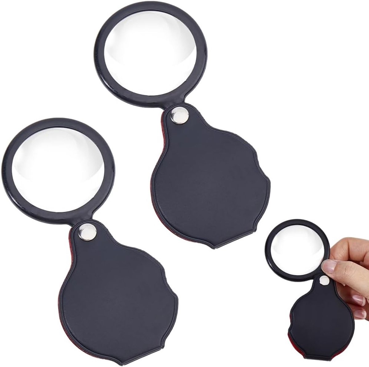 Opvouwbare miniatuur zakloep 2x vergroting met draaibare leren beschermhoes voor lezen, precisiewerk en sieradenreparatie