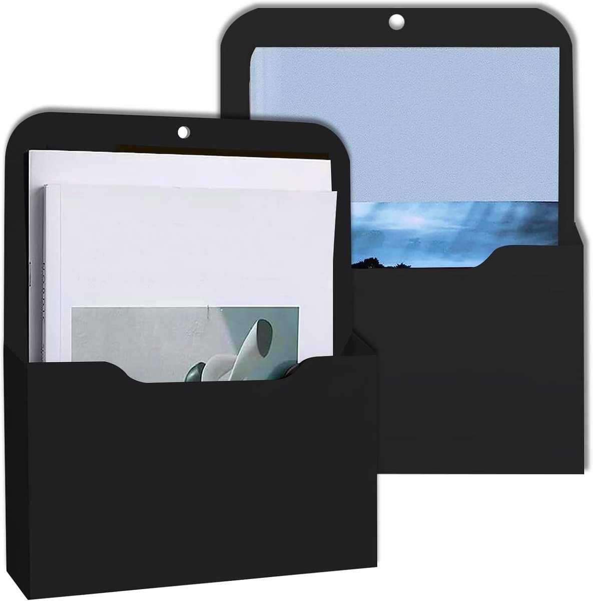 Magnetische Documenthouder Set van 2, PP Kunststof A4 Papier Organizer voor Witborden, Koelkasten en Kantoorbenodigdheden, Zwart en Duurzaam