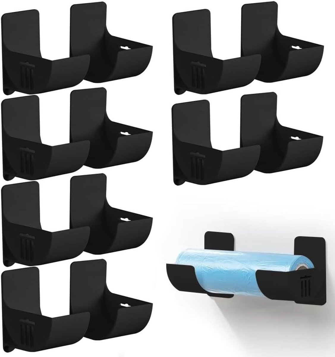 Set van 12 Afvalzakhouders - Zelfklevende Wandmontage, Rolhouder voor Keuken en Thuisopslag, Aluminium Folie Organizer