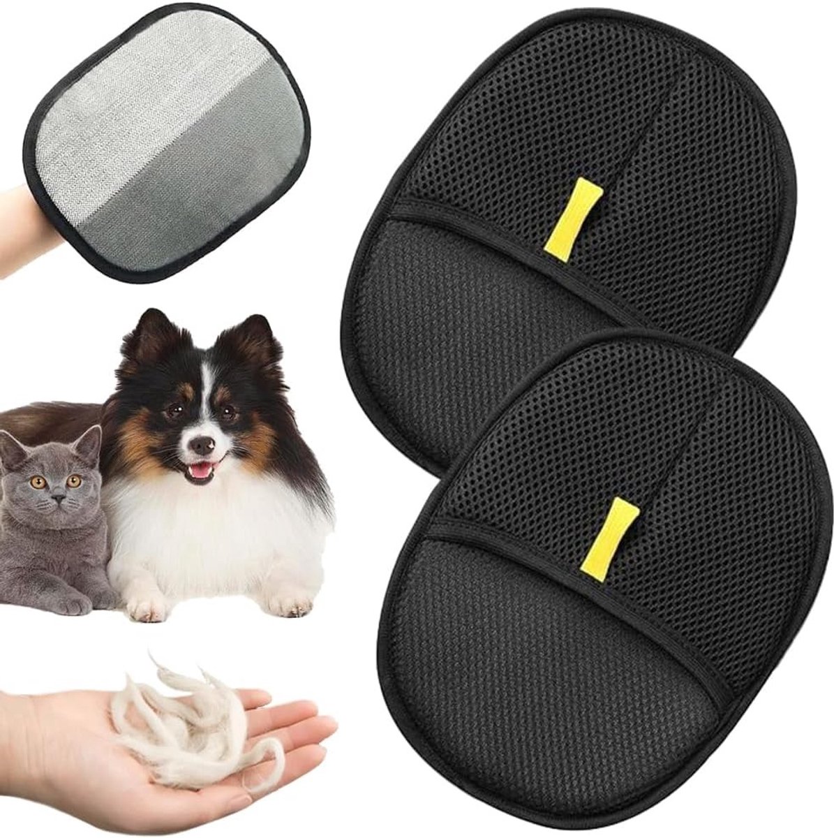 Set van 2 Dierverzorgingshandschoenen voor Honden, Herbruikbaar en Veelzijdig, Ideaal voor Vachtverzorging en Statische Elektriciteit Verwijderen