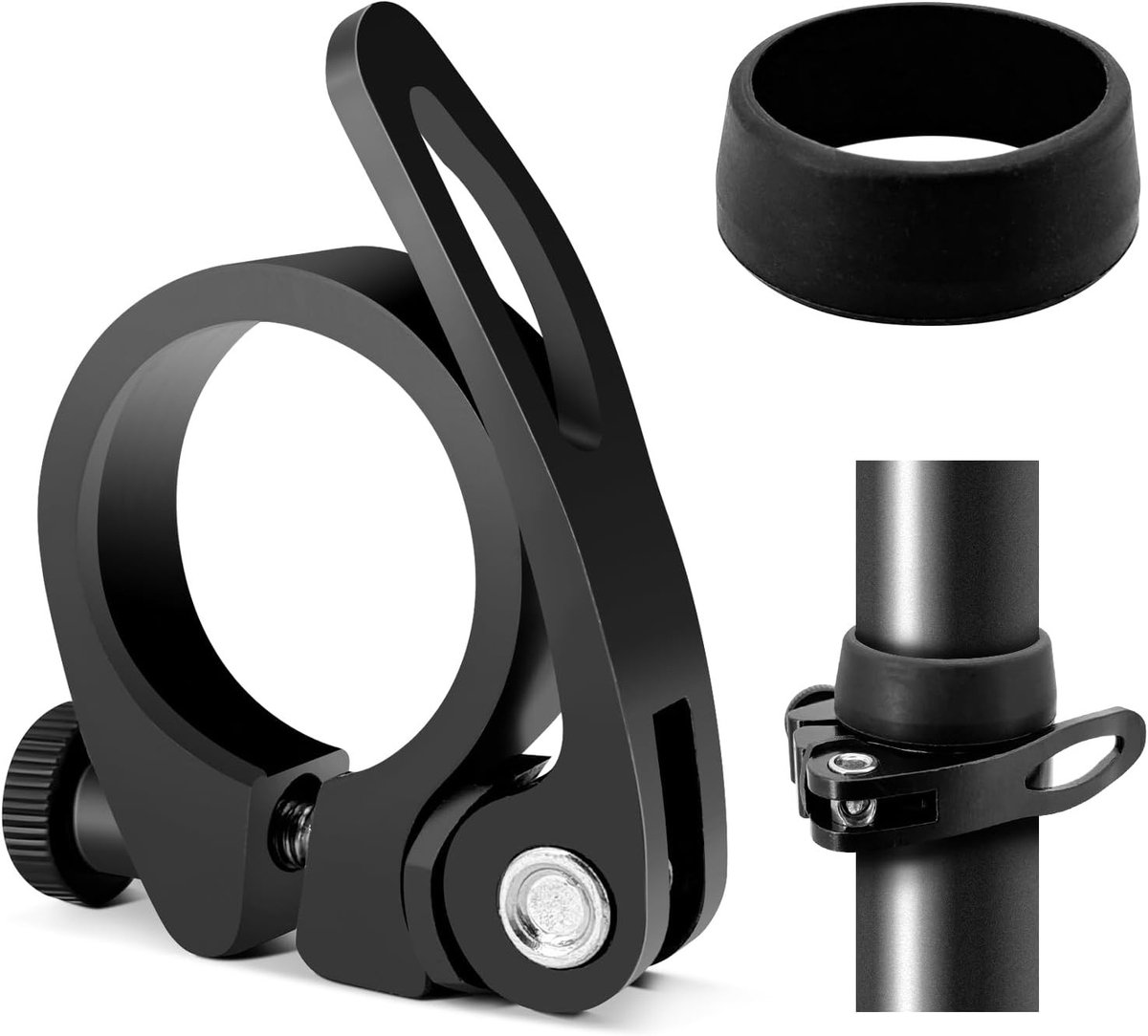Snelle Ontgrendelbare Zadelklem voor Fietszadel - Aluminium Klem 31.8 mm met Stofbeschermring voor Veilige Bevestiging van Zadel op Zadelpen