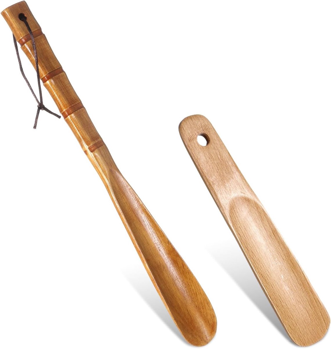 Houten Schoenlepels Set van 2, Lange en Korte Schoenlepels voor Mannelijke en Vrouwelijke Gebruik, Ideaal voor Zwangere Vrouwen en Senioren