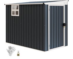Outsunny Garden Storage Shed Stahl 128L x 231B x 181H cm Dunkelgrau