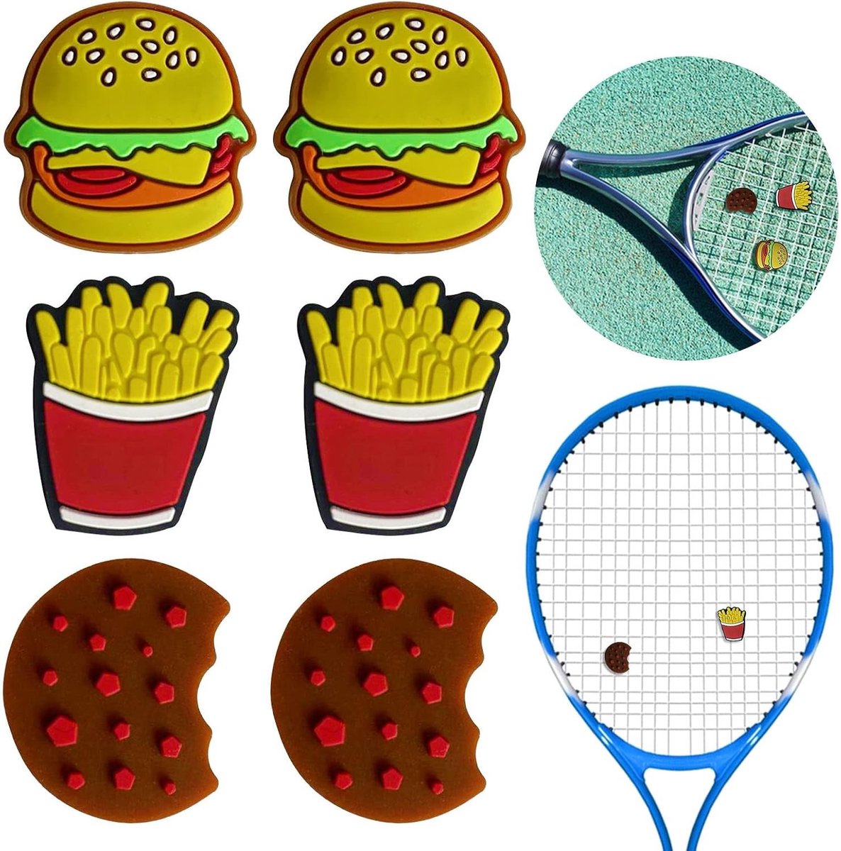 Tennis Racket Vibration Dampers - 6 Stuks Silica Gel Demper voor Vermindering van Trillingen, Ideaal voor Sport en Buitenactiviteiten